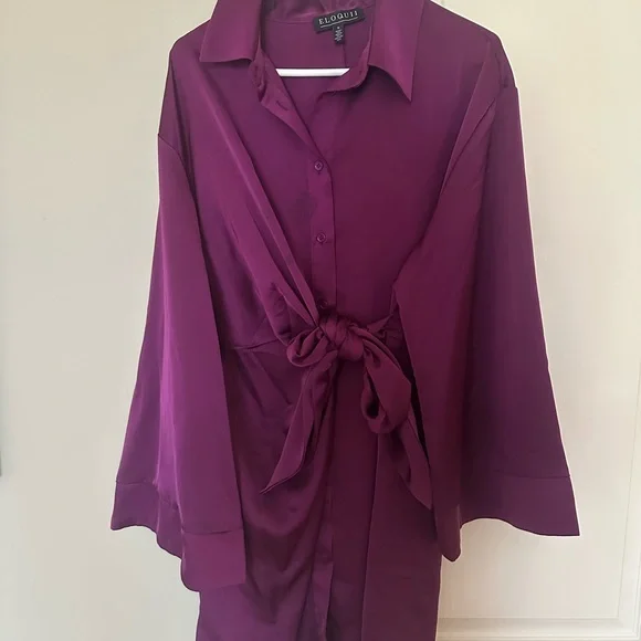 Eloquii Vibrant Purple Wrap Shirtdress - Picture 3 of 5